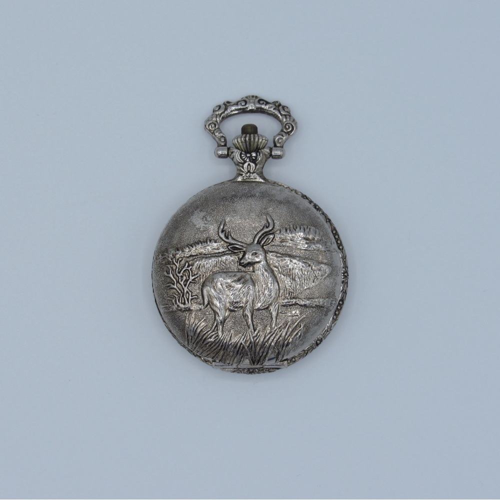 Vintage Cariole Buck/ Deer Pocket Watch for Repair/ Parts/ Steampunk - Untested